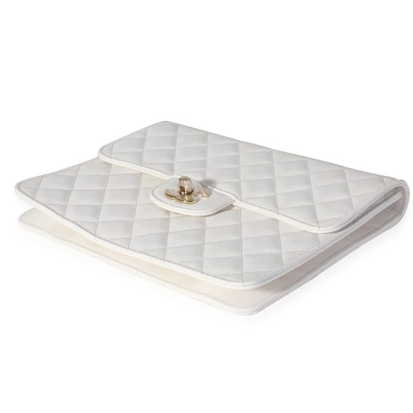 Chanel White Quilted Caviar Classic Flap Case - Picture 6 of 7